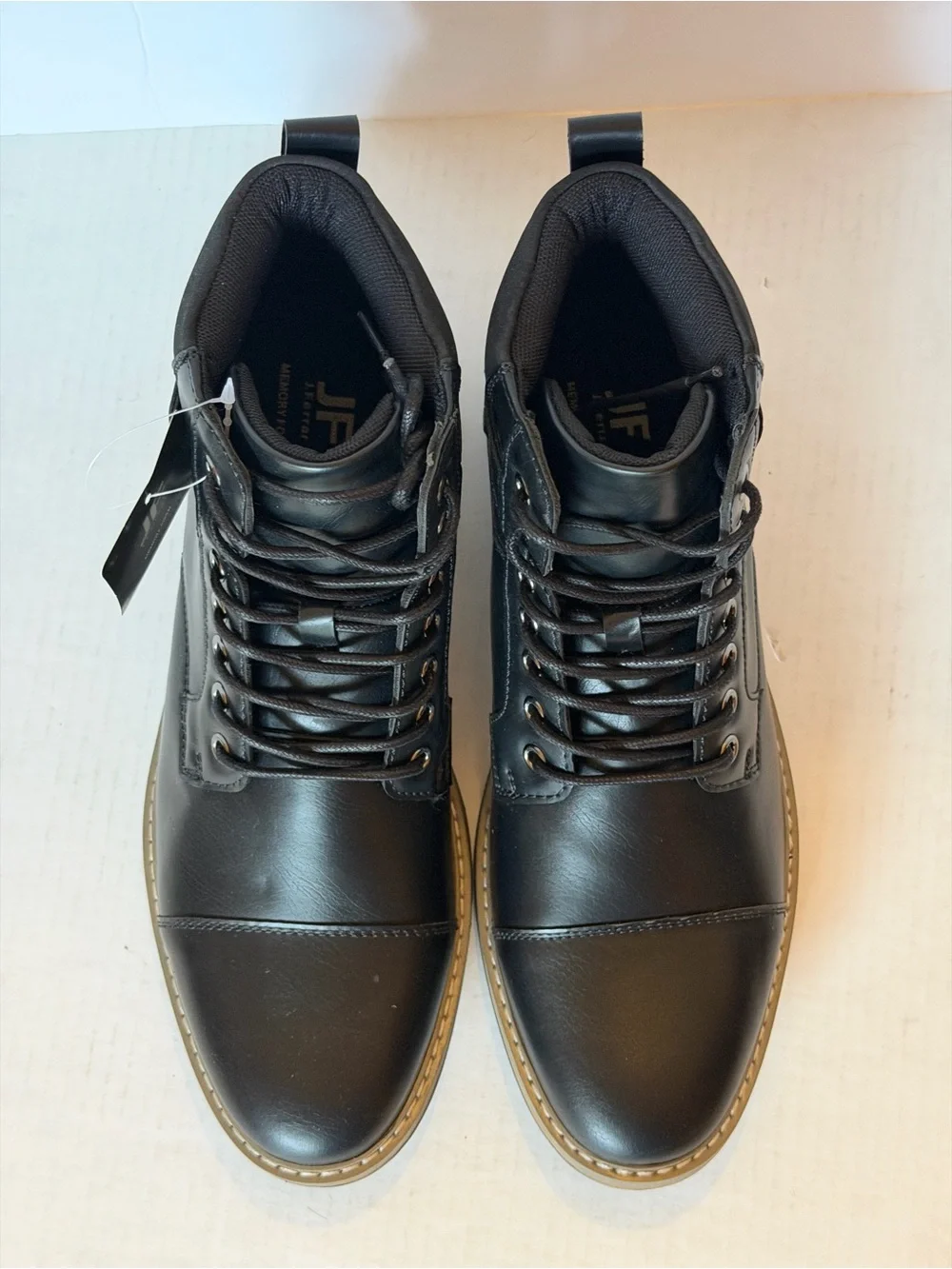 jf j.ferrar Black Lace-Up Men's Ankle Boots with Buckle